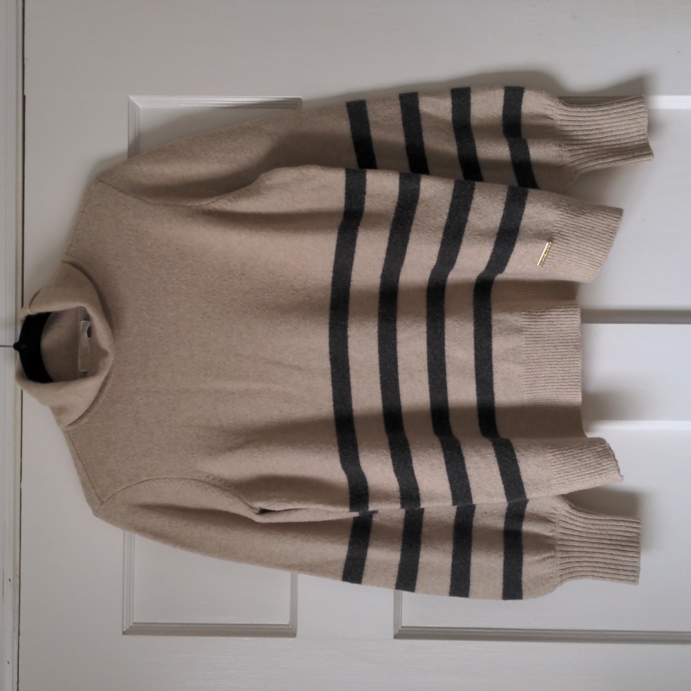 Michael Kors Sweater Womens Size M Beige Merino Wool Baby Alpaca Bell Sleeve